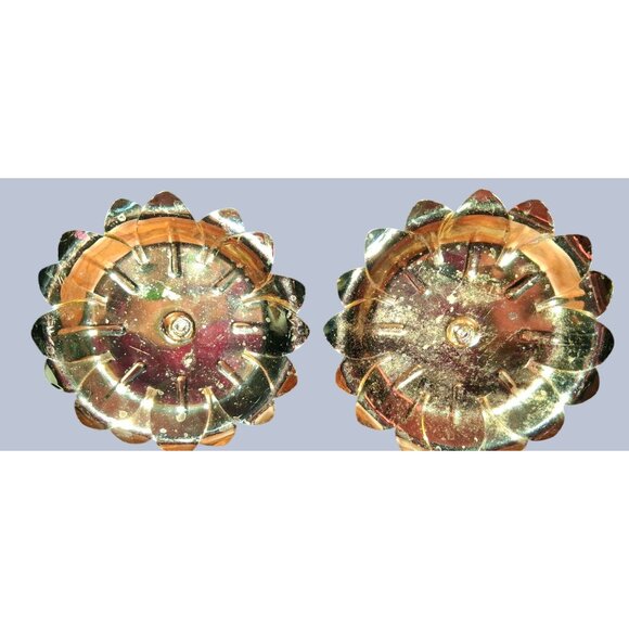 Lotus Flower Brass Wood Flower Petal Candle Holders Set Of 2 - Picture 6 of 9